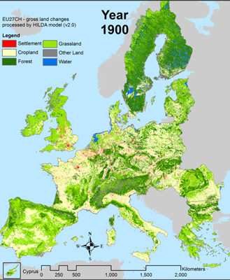 herbebossing van Europa sinds 1900
